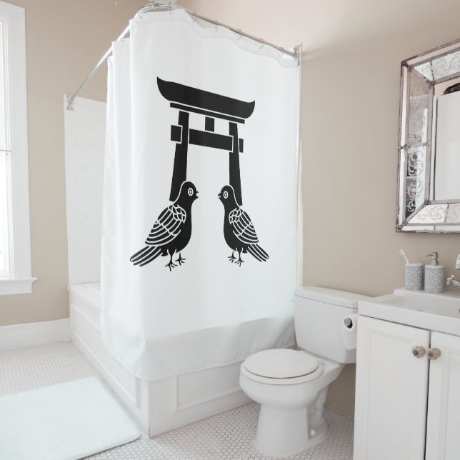 Facing doves and Torii Shower Curtain (In Situ)