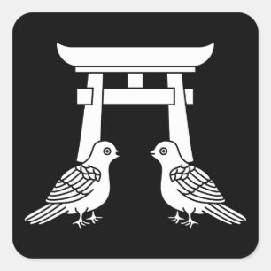 Facing doves and Torii Square Sticker