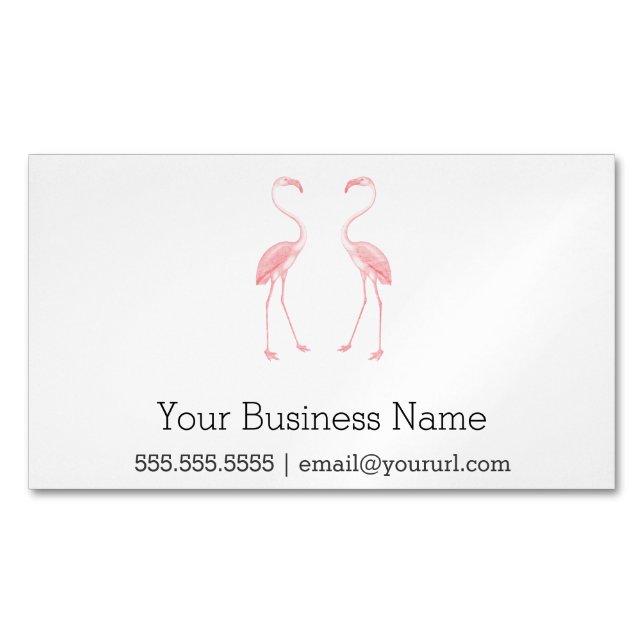 Facing Flamingos Magnetic Business Card (Front)