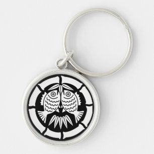 Facing sea breams B in bamboo circle Key Ring