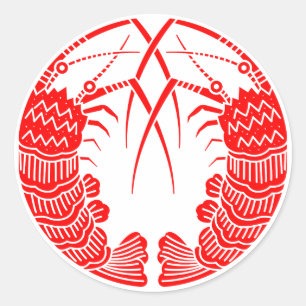 Facing spiny lobsters classic round sticker