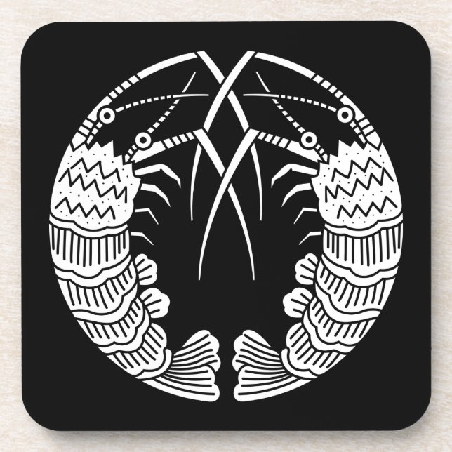 Facing spiny lobsters coaster (Front)