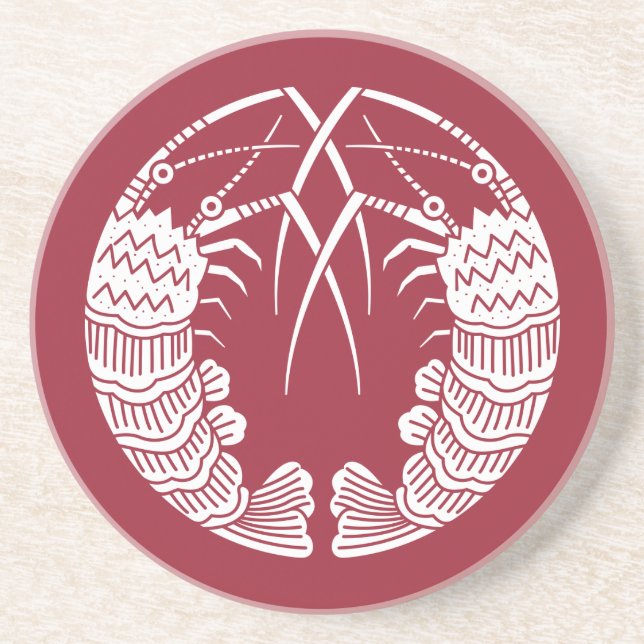 Facing spiny lobsters coaster (Front)