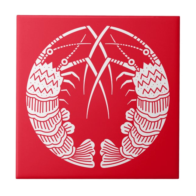 Facing spiny lobsters Decorative Tiles (Front)