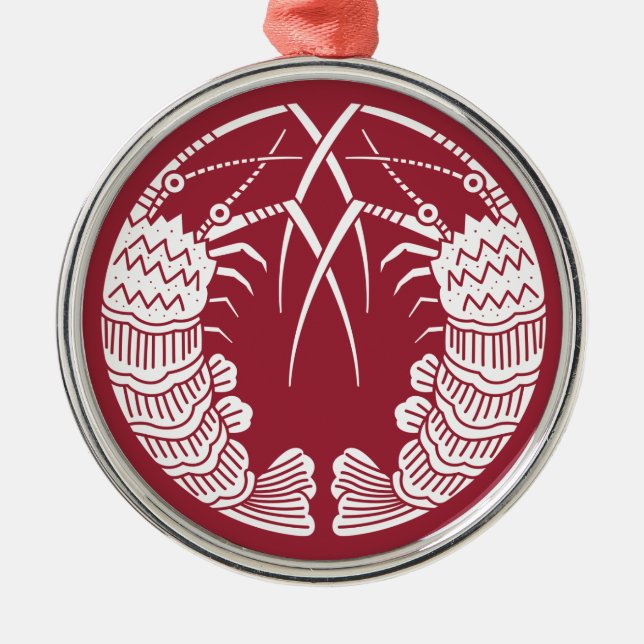 Facing spiny lobsters metal tree decoration (Front)