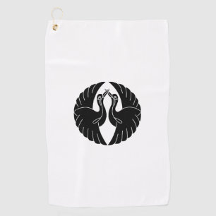 Facing white cranes golf towel