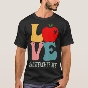 Facs Teacher Love Apple Groovy Retro Cute Back To T-Shirt