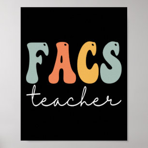 FACS Teacher Retro Groovy Vintage Happy First Day  Poster