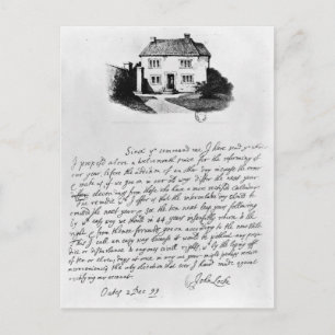 Facsimile of letter illustrating house in postcard