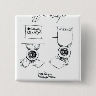 Facsimiles of William Shakespeare's signature 15 Cm Square Badge