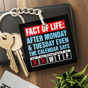 Fact of Life Calendar Says WTF Humour Key Ring
