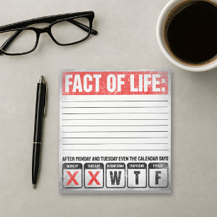 Fact of Life Calendar Says WTF Humour Notepad