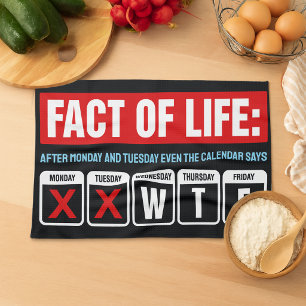 Fact of Life Calendar Says WTF Humour Tea Towel