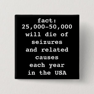 fact: # will die 15 cm square badge