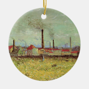 Factories at Asnieres by Vincent van Gogh Ceramic Tree Decoration