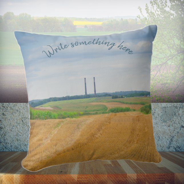 Factory chimneys with yellow field   cushion (Creator Uploaded)