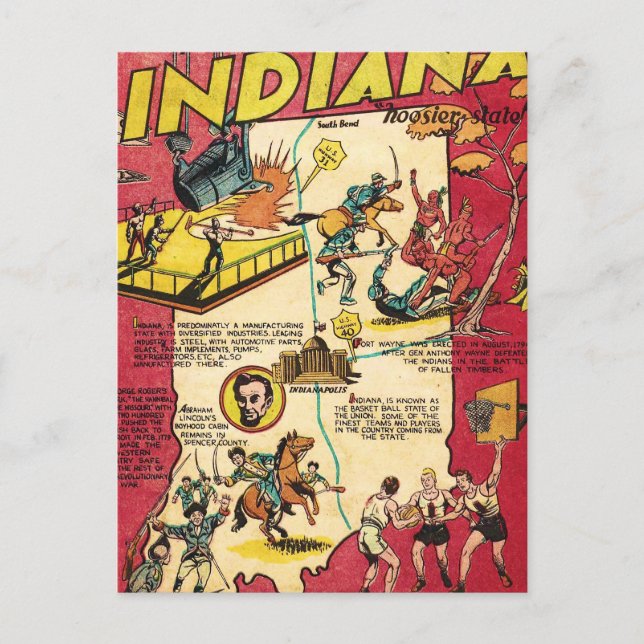 Facts About Indiana Postcard (Front)