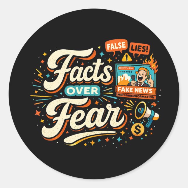 Facts Over Fear Classic Round Sticker (Front)