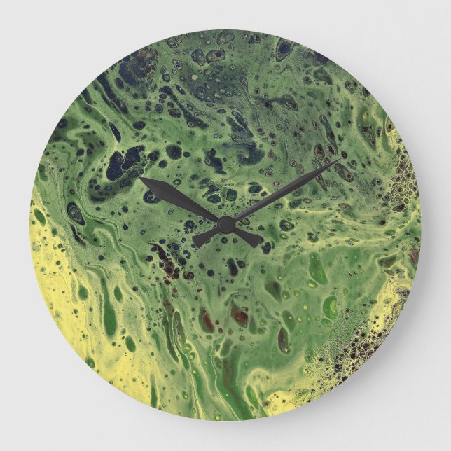 Fade Away 3 Bold Yellow Green Abstract Clock (Front)
