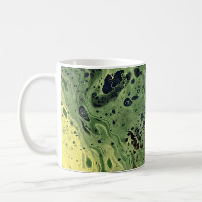 Fade Away 3 Bold Yellow Green Abstract Mug (Left)