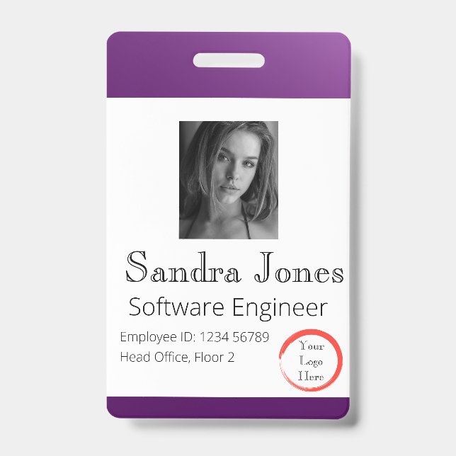 Fade Dark Purple ID Card (Vertical/Portrait) Badge (Front)