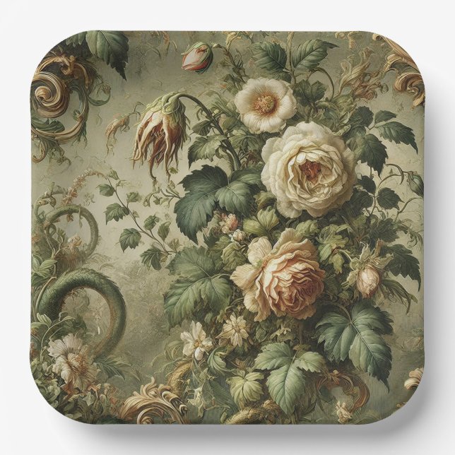 Fade to Grace – Gothic Baroque  Paper Plate (Front)