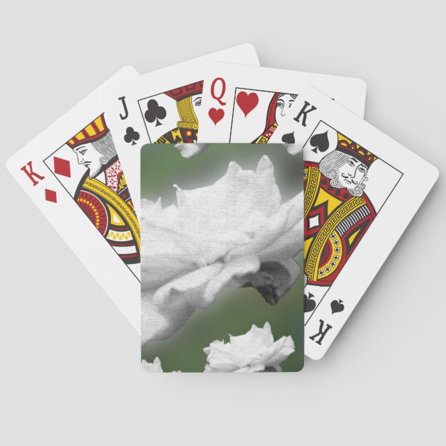 Fade to Green, white rose digital collage Playing Cards (Back)
