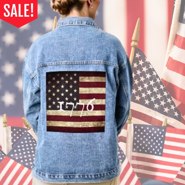 Faded American Flag Patriotic  Denim Jacket (Creator Uploaded)