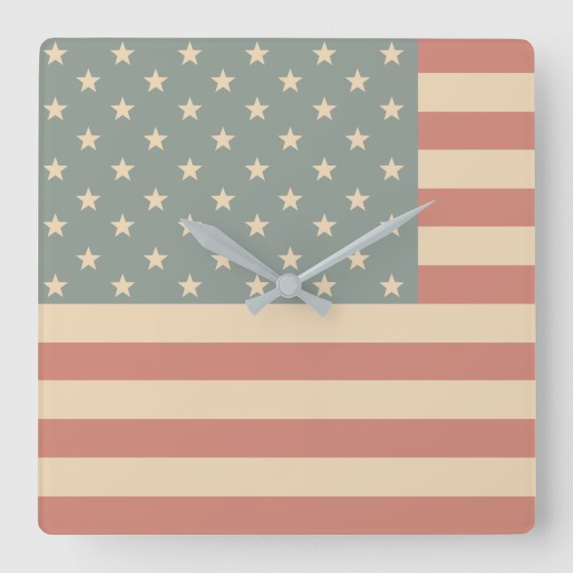 Faded American Flag Wall Clock (Front)