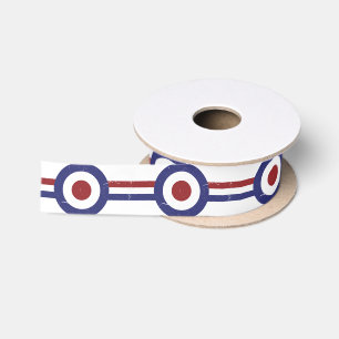 Faded and weathered Mod target and racing stripes Satin Ribbon