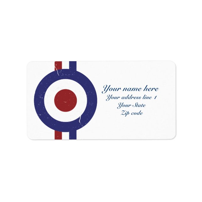 Faded and weathered Mod target Label (Front)