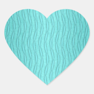 Faded Aquamarine Turquoise Wavy Vertical Pattern Heart Sticker