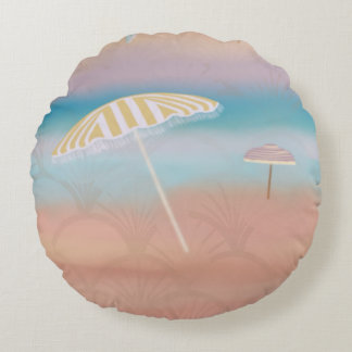 Faded Art Deco Resort Round Cushion