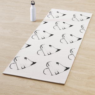 Faded black and white hearts yoga mat