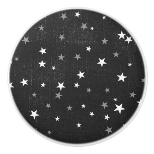 Faded Black Denim Starry Distressed Grunge Cool Ceramic Knob