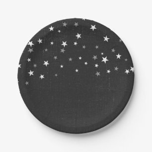 Faded Black Denim Starry Grunge Party Favour Custo Paper Plate