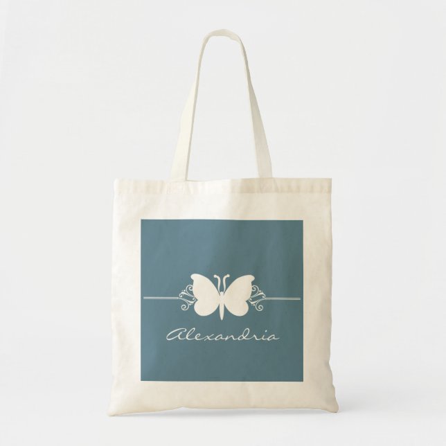 Faded Blue Butterfly Swirls Tote Bag (Front)