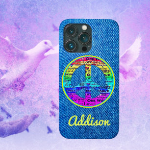 Faded Blue Denim Watercolor Peace Sign Case-Mate i iPhone 13 Pro Case