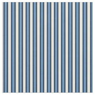 Faded Blue, Navy and white stripes Fabric