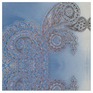 Faded Blue Paisley Fabric