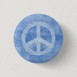 Faded Blue Peace Sign 3 Cm Round Badge