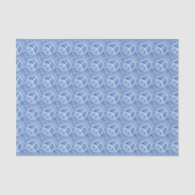 Faded Blue Peace Sign Pattern Tissue Paper (Front)