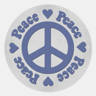 Faded Blue Peace Sign with Hearts Sticker