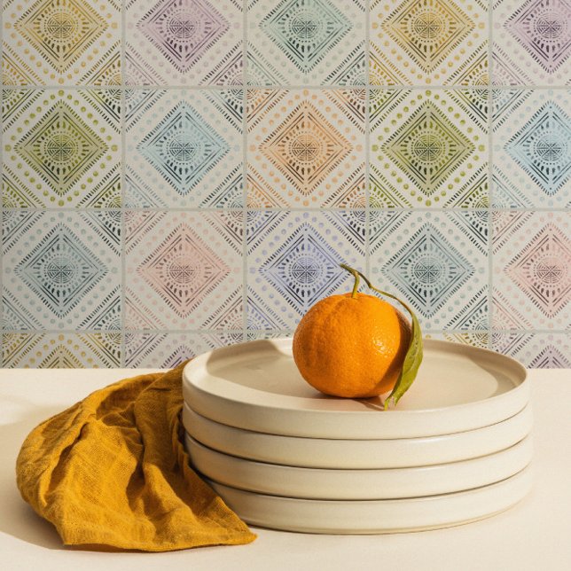 Faded Bohemian Diamond Multicolored Tiles Wallpaper (Creator Uploaded)