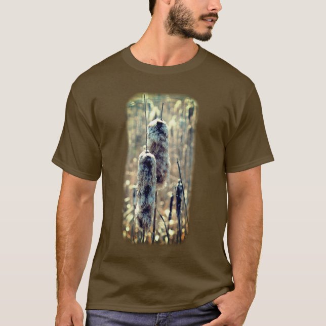 Faded Cattails Nature  T-Shirt (Front)