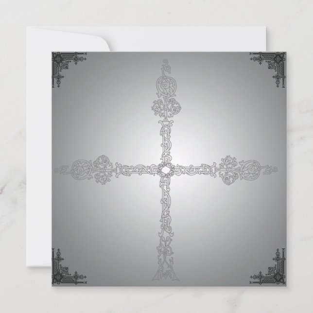 Faded Celtic Cross Gothic Invitation (Front)