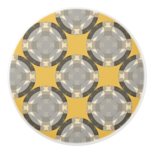 Faded Circle Grid by Kenneth Yoncich Ceramic Knob (Front)