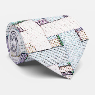 Faded coloured 'chess' in cloth or canvas look tie