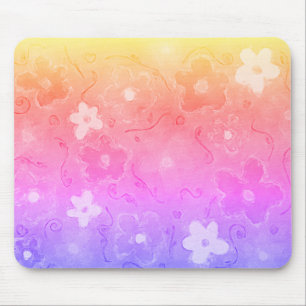 Faded Colourful Flowers Mouse Pad