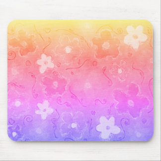 Faded Colourful Flowers Mouse Pad